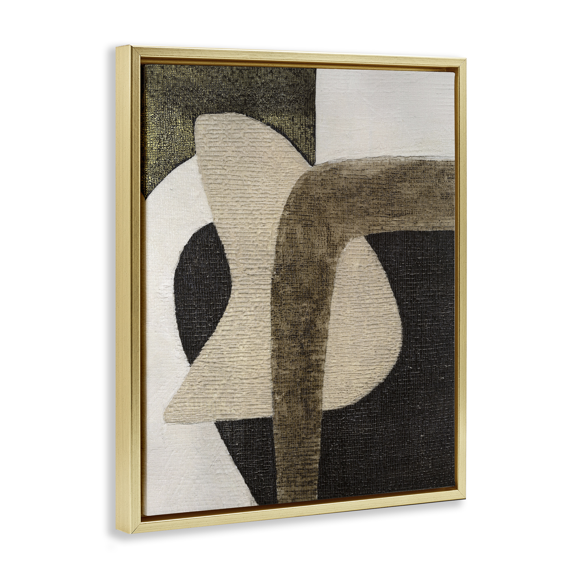 Stupell Industries Boho Modern Shape Pattern Abstract Painting Gold Floater Framed Canvas Art Print Wall Art, 25 x 31
