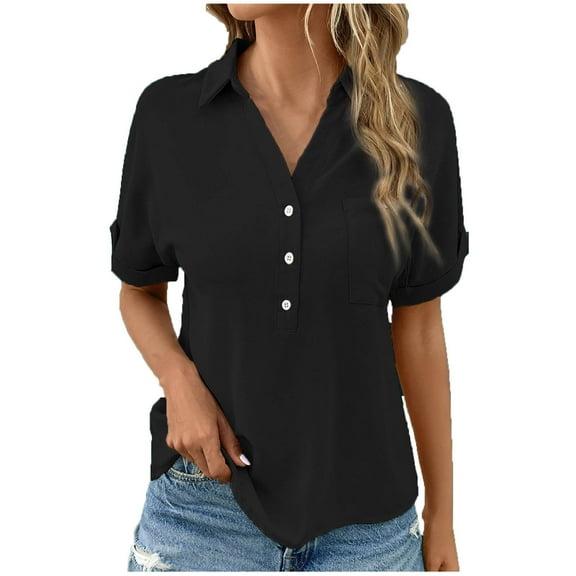 Scyoekwg Womens Short Sleeve Shirts Ladies Blouses Dressy Casual Womens Summer Fashion Loose Trendy Going Out Tops Cute T Shirts