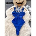 thumbnail image 1 of Women's Hollow Combination Bodysuit Slim Fit Erotic Mesh Lace Jumpsuit Bodysuit Sexy Fashion Pajamas, 1 of 4