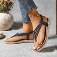 thumbnail image 2 of hoksml Women's T-Strap Flip Flops, Beaded Strappy Flat Sandals, 1.18in Heel Casual Beach Shoes, Multiple Colors, 2 of 9