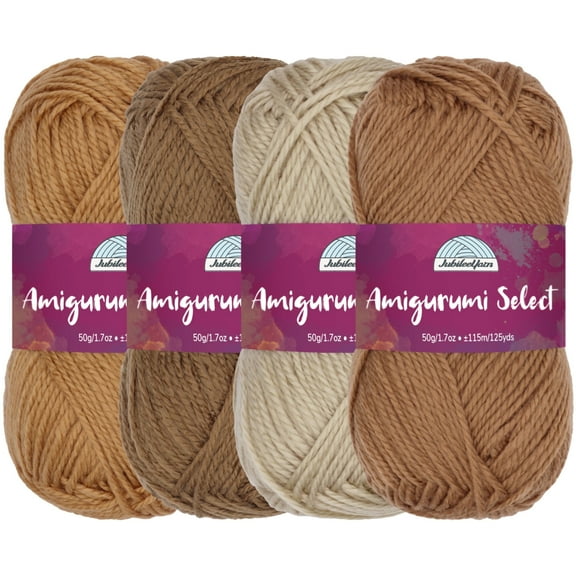 JubileeYarn Amigurumi Select Yarn - Baby Acrylic - Shades of Brown - 4 Skeins