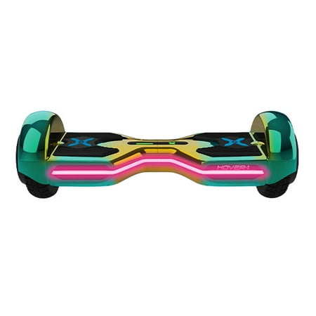 Hover-1 Eclipse Hoverboard w/ 8” Wheels, Ultrabright Customizable LED Headlights, Built-In Bluetooth Speaker, 4-Hour Charge Time, 7 MPH Max Speed- Green and Gold Iridescent