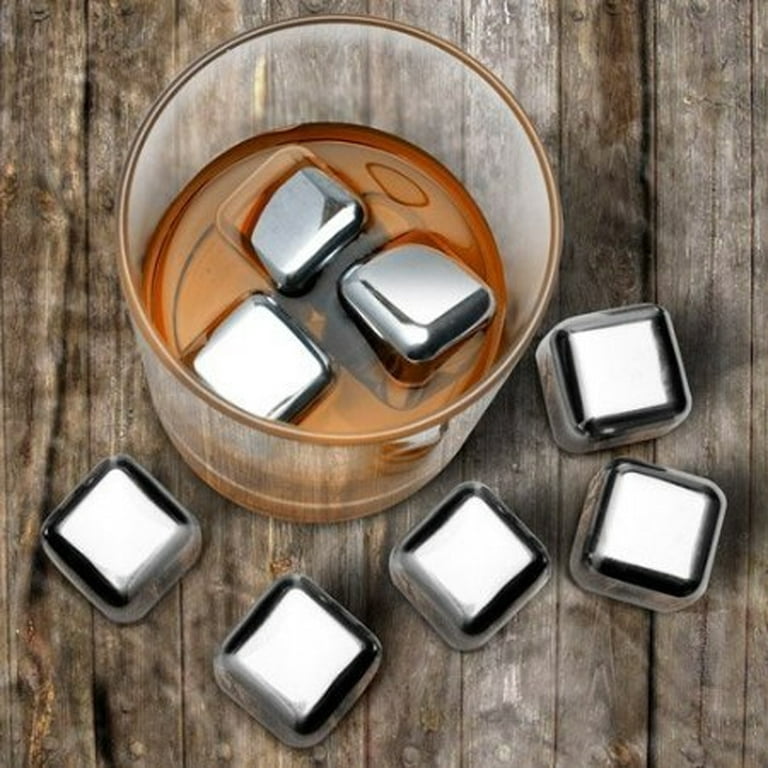 HealthPro Stainless Steel Ice Cubes Chilling Stones Rocks Reusable with Tong for Whiskey, Wine, Beverage Drinks, Set of 16 Pcs
