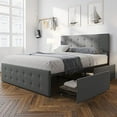 thumbnail image 1 of Bed Frame with Storage, Bed Framewith 4 Storage Drawers and Adjustable Lined Headboard, Fully Upholstered Mattress Foundation, No Box Spring Needed,Easy Assembly, 1 of 9