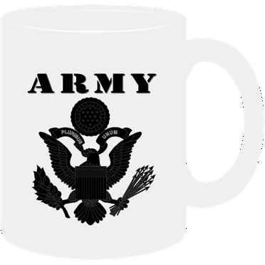 White, 11 Oz,  Coffee Mug - Army - Army Eagle Blk w Txt