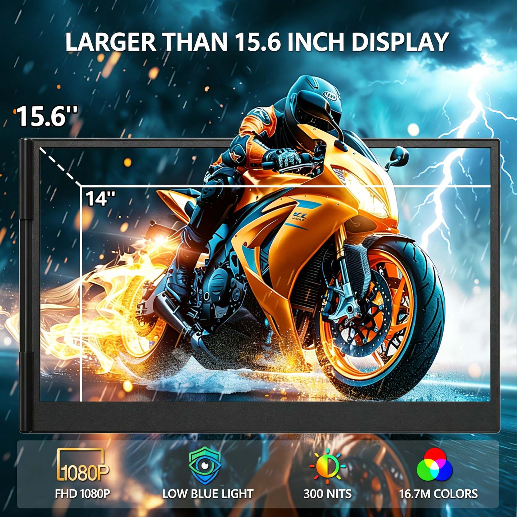 15.6" Triple Portable Monitor for Laptop, FHD 1080P 60Hz, 180° Rotatable, Type-C/HDMI Plug & Play, 280nits, Compatible with Win/Mac/Android for Office/Gaming