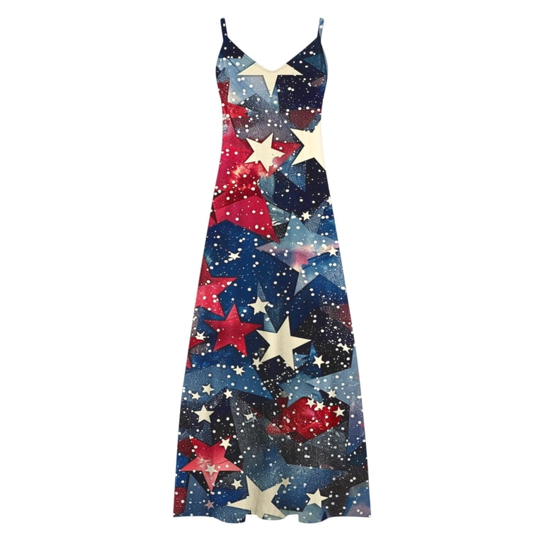 Oplxuo 4th of July Dress for Women USA Flag Graphic Sundresses Stars Stripes Printed Independence Day Sleeveless Maxi Dress Oplxuo 4th of July Dress for Women USA Flag Graphic Sundresses Stars Stripes Printed Independence Day Sleeveless Maxi Dress