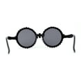 thumbnail image 4 of Rhinestone Death Metal Skull Trim Round Circle Lens Plastic Sunglasses Black Pearl, 4 of 4