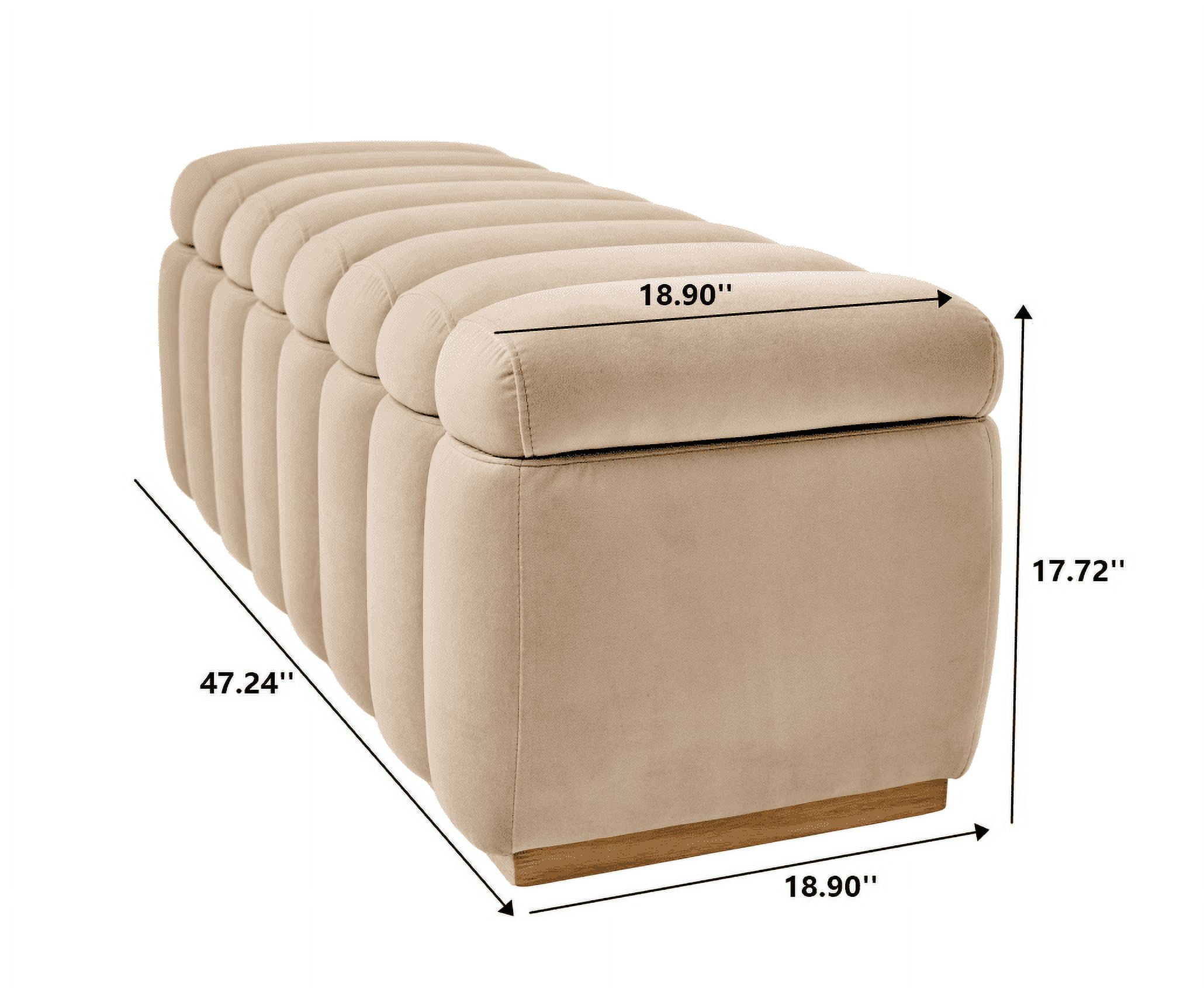 Better Homes & Gardens Lillian Channel Tufted Storage Bench, 47.24 in, Beige Velvet