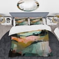 thumbnail image 2 of Designart "Transcending Reality in Green and Pink" Abstract Painting Bedding Covert Set - Modern Green Abstract Bed Set With 2 Shams, 2 of 6