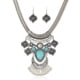 thumbnail image 1 of Pendientes de borlas y collar de Turquesa perfecl estilo boho, 1 of 7