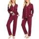 thumbnail image 2 of Conjunto de pijama SWOMOG para mujer de manga larga con botones, color rojo vino, 2 of 6