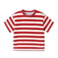 thumbnail image 4 of Zpanxa T-Shirts pour Garçons à Rayures Col Rond Manches Courtes T-Shirt d'Été Décontracté Manteau Haut en Coton 7-8 Ans, 4 of 7