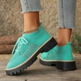 thumbnail image 4 of Women's Lace Up Knit Mary Jane Shoes Breathable Slip On Dress Shoes Chunky Heel Non Slip Walking Shoes Black Size 7.5, 4 of 7