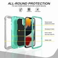 thumbnail image 2 of Dteck Back Case For Apple iPhone 13 Pro, Ring Stand Shockproof Hybrid Hard PC Soft Silicone Bumper Heavy Duty Shockproof Three Layer Drop Protective Girls Boy Cute Phone Case(Gray+Mint), 2 of 7