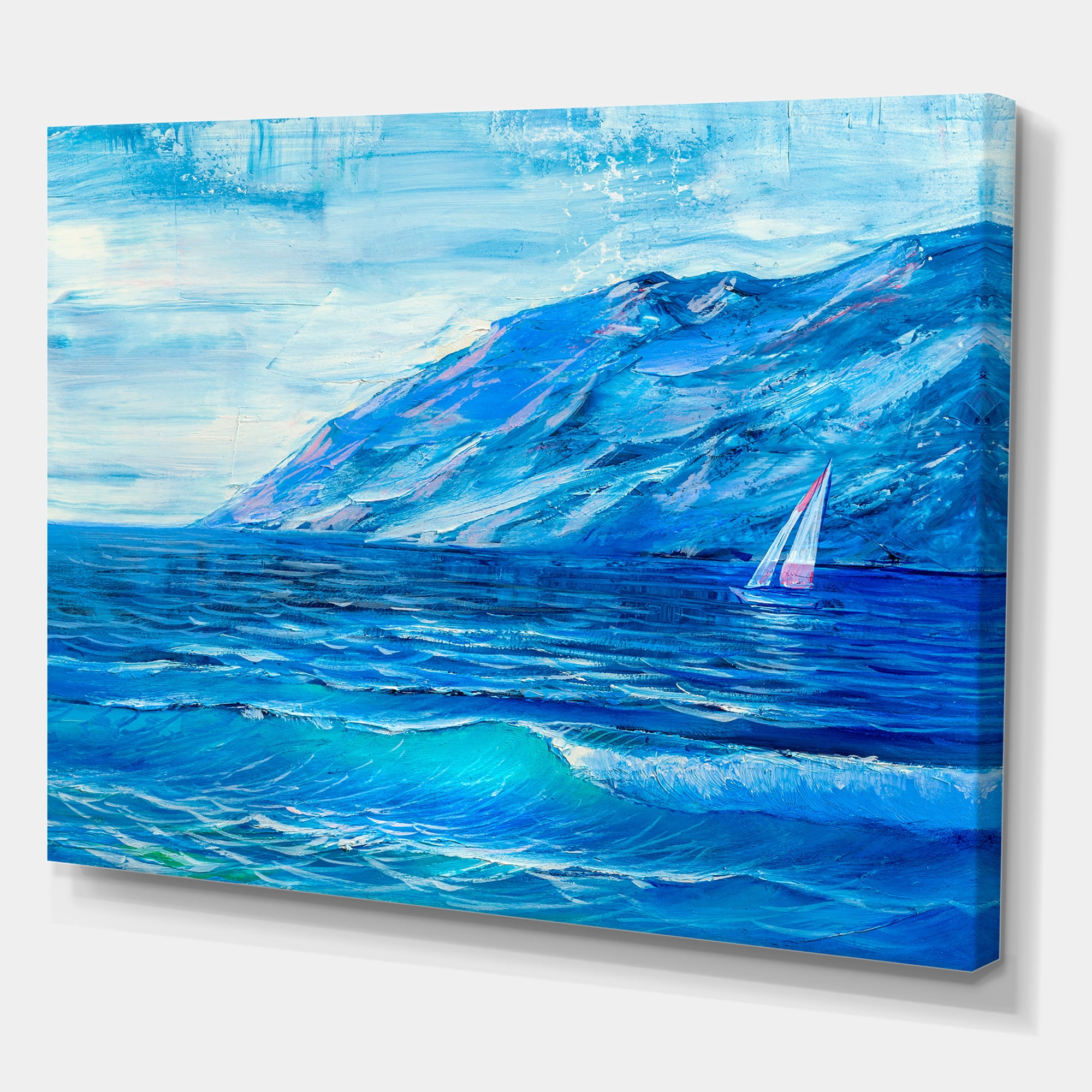 Designart ' Sunrise Glow On The Sea Waves II ' Nautical & Coastal Canvas Wall Art Print