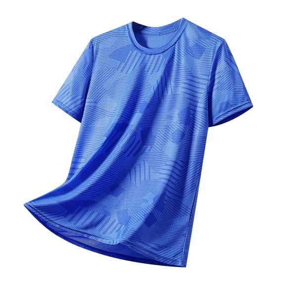KPOPLK Men's Gym Shirt Short Sleeve Quick Dry Workout Athletic T Shirts Summer Big and Tall Top for Men S-3XL Blue XXXL