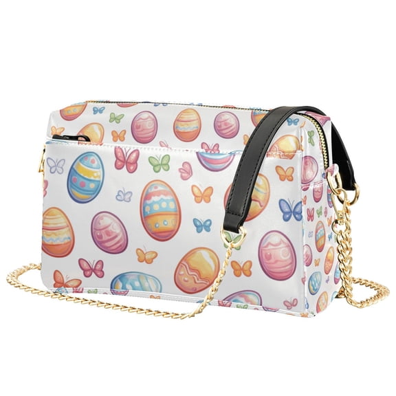 FORMRS Women Crossbody Purse with Chain Strap Vegan Leather Shoulder Handbag, Pastel Easter Pattern