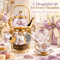 thumbnail image 5 of HDUTNGISN 20Pcs European Porcelain Tea Set,Saucers with Metal Holderfor Women,Purple, 5 of 12