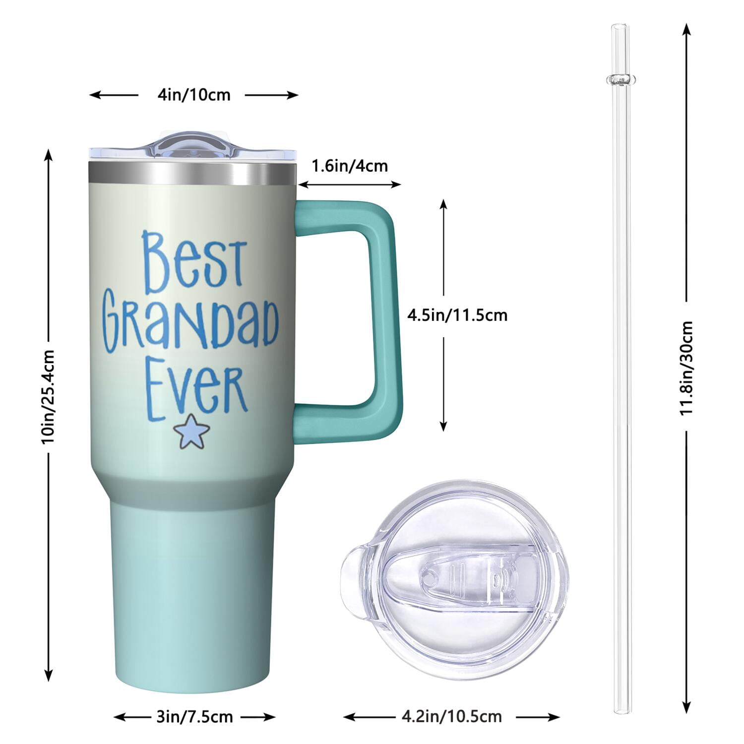 Unforgettable Gift for Grandpa: 40oz Tumbler with Handle, High Quality Insulated Stainless Steel, Best Grandpa Ever Design, Fathers Day Birthday Christmas Gift