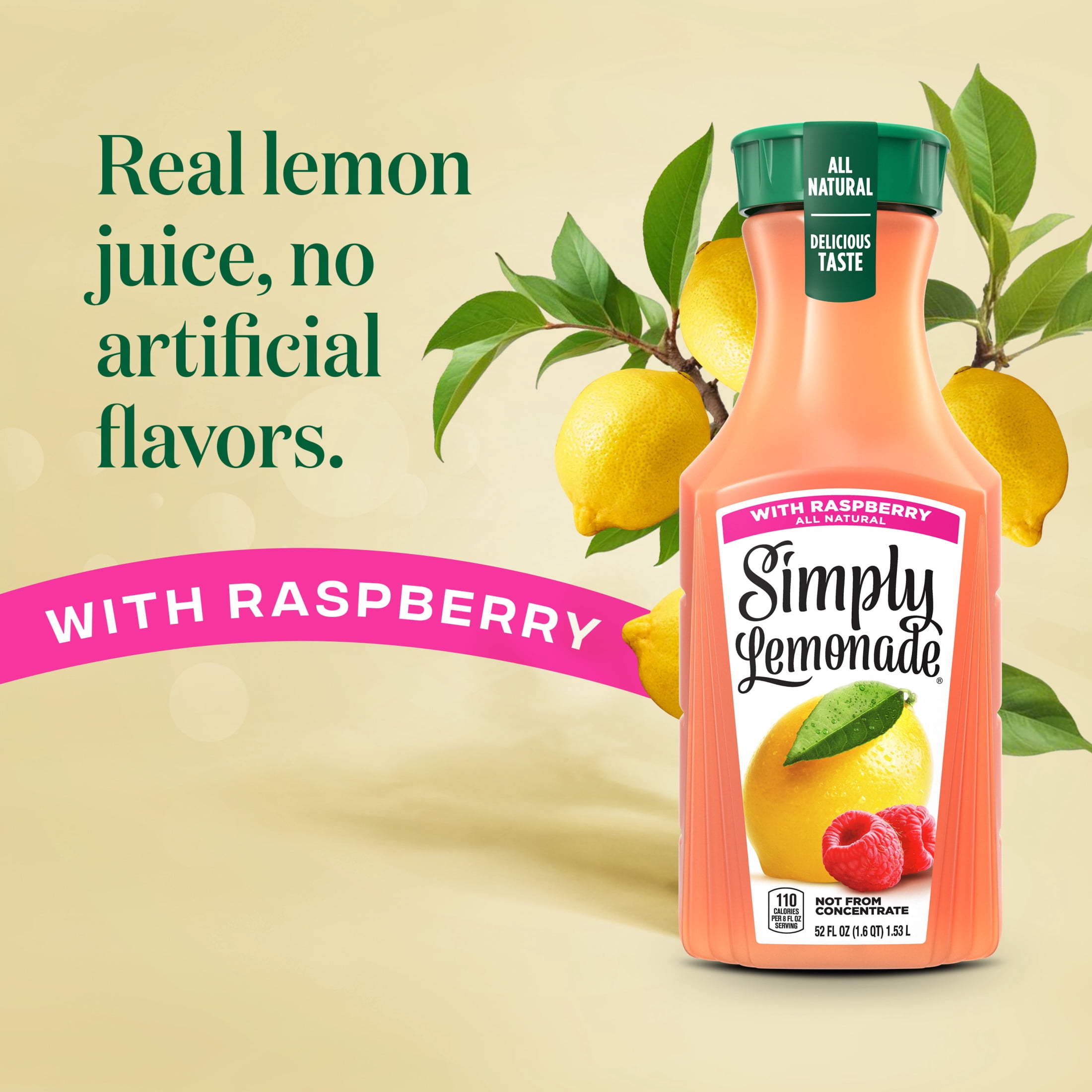 Simply Lemonade with Raspberry Bottle, 52 fl oz