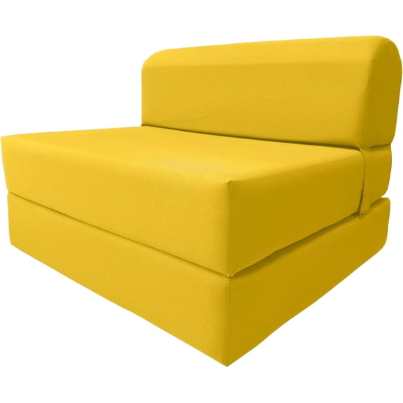 D&D Futon Furniture Sleeper Chair Folding Foam Bed, Portable Studio Guest Sofa Beds 6 x 32 x 70 Yellow