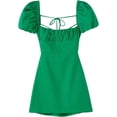 thumbnail image 1 of SURJDE Robes pour Femmes Col Carré Manches Bouffantes Poitrine Plissée Sans Bretelles Robe de Poupée Mini Robe (Vert, TG), 1 of 4