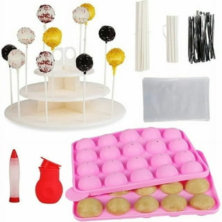 Hycsc 20 Cavity Silicone Cake Pop Mold Kits - Cake Pop Tray with 60pcs Cake Pop Sticks, Bags, Twist Ties, Great for Cake Pop Maker , Lollipop Mold