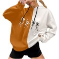 thumbnail image 2 of Pntutb, jersey de otoño e invierno para mujer, con capucha, estilo Punk, estampado, costura, manga larga, fino, suelto, informal, abrigo con cuello Pntutb Pntutb-7009, 2 of 5
