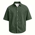 thumbnail image 5 of Kalauyu 3/4 Short Sleeve Button Down Shirts for Men Turn Down Collared Sleeve Casual Loose Tops Soft Lightweight Vacation Fashion Shirts, 5 of 5