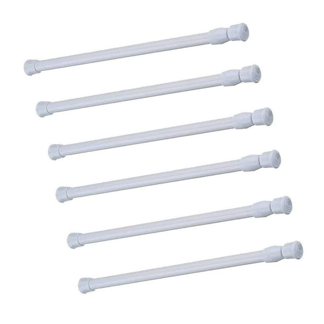 Dsseng 6 Pcs Tringle à Rideau à Tension à Ressort 7-12 Pouces Réglable Extensible Pression Tringles à Rideau Noires pour Cuisine Salle de Bain Fenêtre Maison