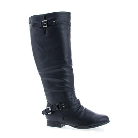 Zip Up Knee Boot - Coco1 by Top Moda, Knee High Ankle Harness Zip Up Riding Boots