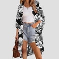 thumbnail image 5 of Xdegoge Kimono Cardigans for Women Open Front Half Sleeve Boho Tropical Print Cover Up Sheer Chiffon Duster Lightweight Summer Casual Daily Outerwear, 5 of 9