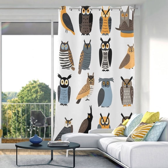Owl Pattern Blackout Curtains 84"x52" Thermal Insulated Curtain 1 Panel