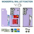thumbnail image 2 of Mantto Leather Wallet Case for Samsung Galaxy S21 Flip Folding Case with RFID Blocking Card Slots Zipper Pocket Kickstand Detachable Handstrap Magnetic Shockproof Purse Case For Galaxy S21,Purple, 2 of 8