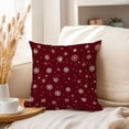 thumbnail image 3 of Ethan Taylor Landscape and Nature Throw Pillow Soft Cushion Cover 'Snowflakes Marooon Snow Flake' Modern Pattern Decorative Square Accent Pillow Case, 16x16 Inches, Red, White, 3 of 5