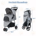 thumbnail image 3 of Gymax Foldable Pet Stroller Adjustable Cat Strolling Cart w/ Adjustable Canopy 3 Shock-absorbing Wheels Grey, 3 of 10