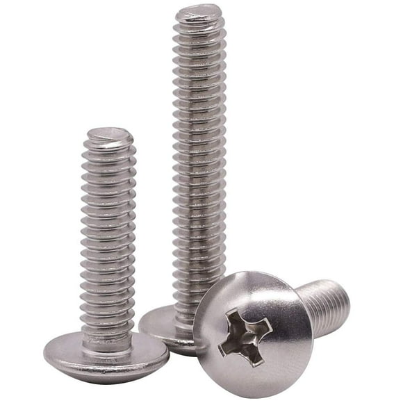 #10-24 x 1/2" Truss Head Machine Screws, Phillips Drive, Fully Machine Thread, 18-8 Stainless Steel 304, Bright Finish, Pack of 100