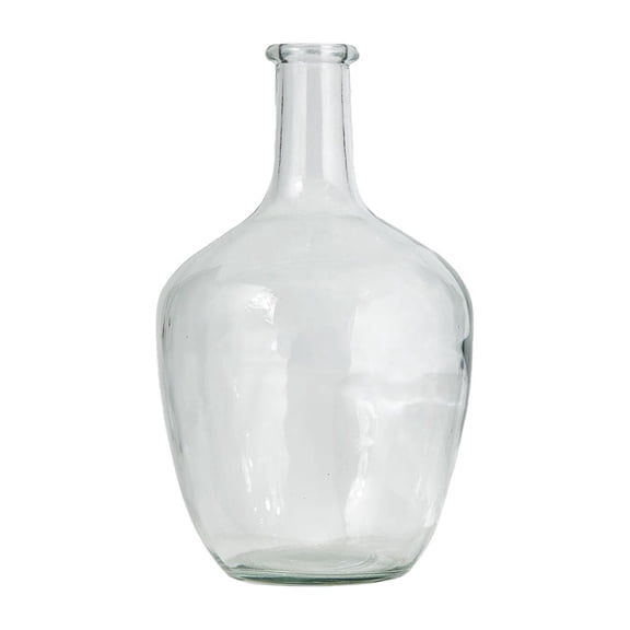 Serene Spaces Living 10" Clear Glass Bottle Vase -  for Coffee Table, Fireplace Mantel, Indoor Decorations, Long-Stemmed Plant Vase, Home Decor, Single