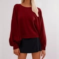 thumbnail image 2 of hxobax Womens Fall Oversized Sweatshirts Teen Girls Drop Shoulder Lantern Sleeve Crop Pullover Tops, 2 of 8