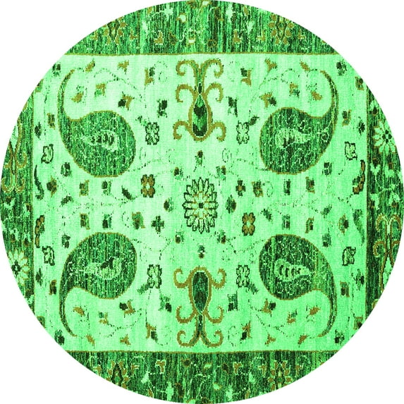 Ahgly Company Indoor Round Persian Green Traditional Area Rugs, 8' Round