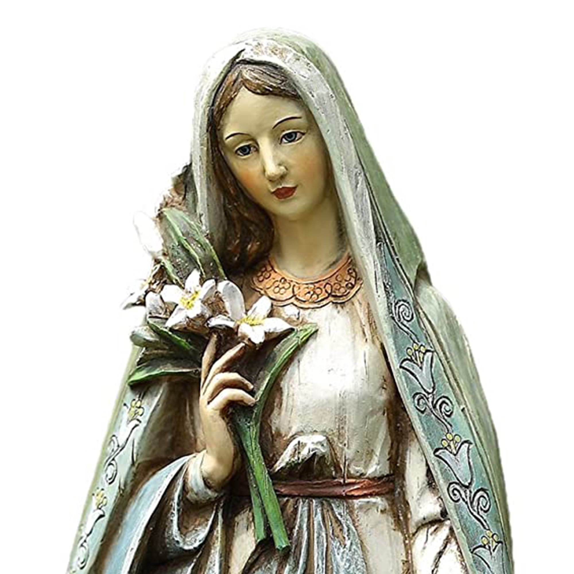 Napco Resin Blessed Virgin Mary Garden Statue Elegant Madonna Lilies