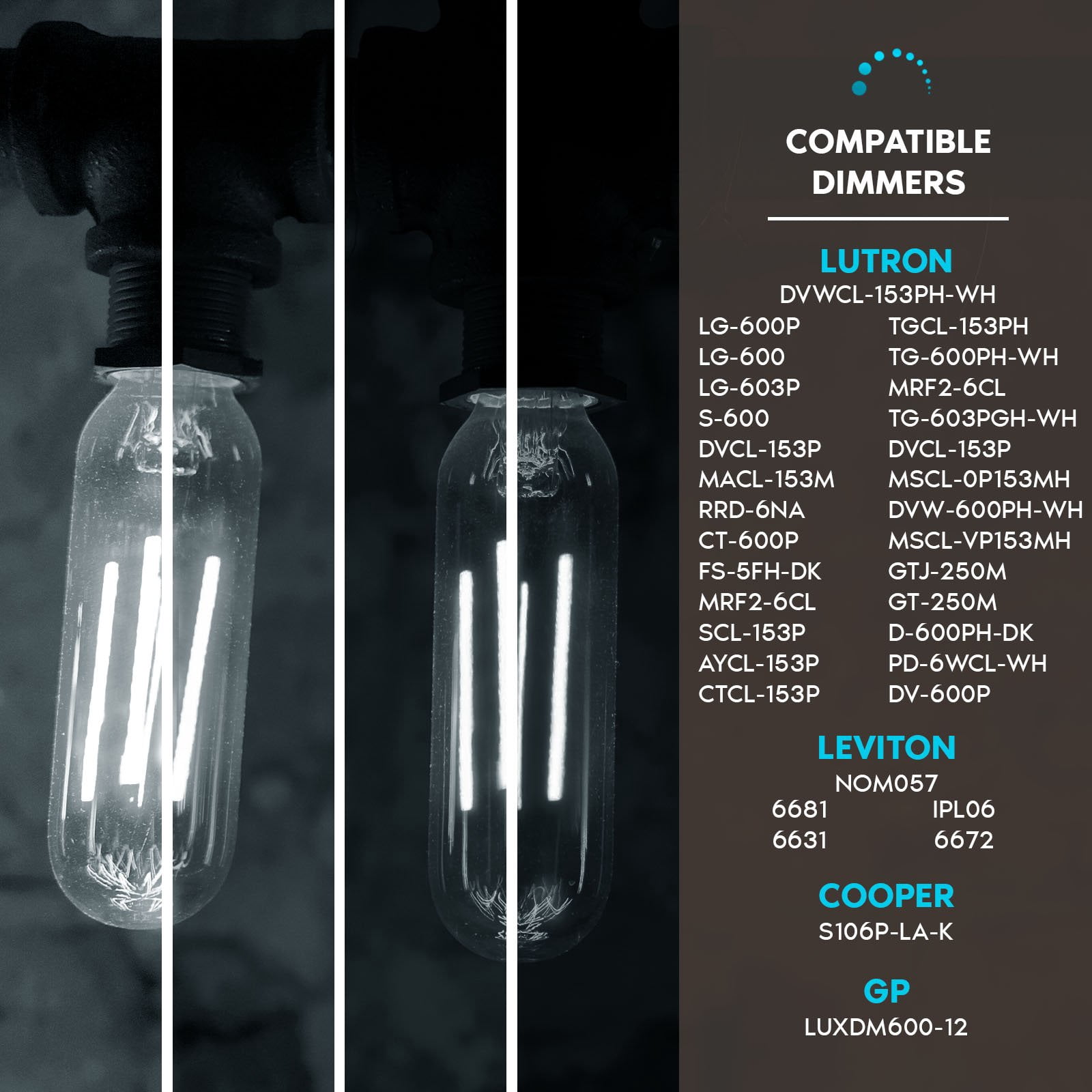Luxrite Vintage T9 LED Tube Light Bulbs 60W Equivalent, 5000K Bright White, 550LM, Dimmable, 5W, UL, E26 Base 6 Pack