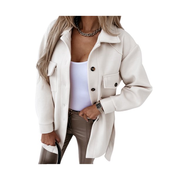 Mialoley Women Jacket Single Breasted Button Up Lapel Turn-down