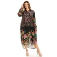 thumbnail image 5 of Sakkas Rina Women's Maxi Long Flounce Shirt Dress Floral Print Long Sleeves Button - 647 - S/M, 5 of 5