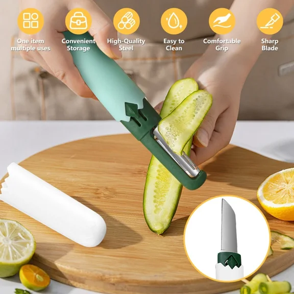 2In1 Vegetable Peeler Knife W/ Cover Stainless Steel Potato Peeler Fruit Slicer