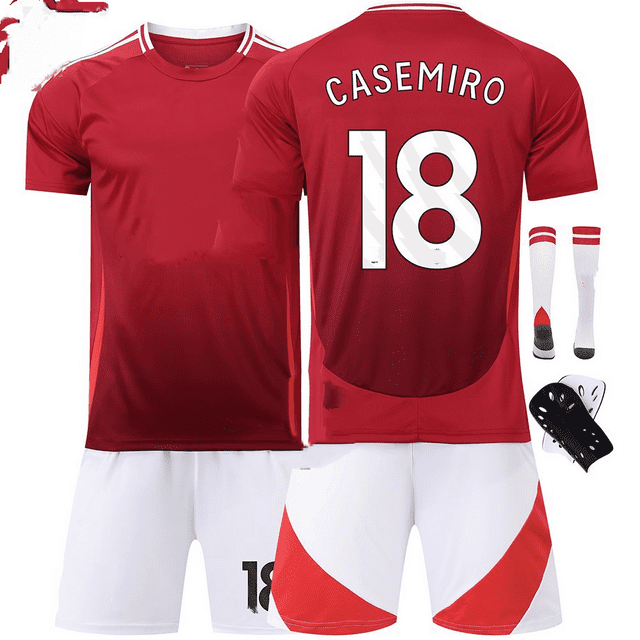 2526 Football Domicile et Extérieur Numéro 18 CASEMIRO Ballon de Sport Réplique Rouge