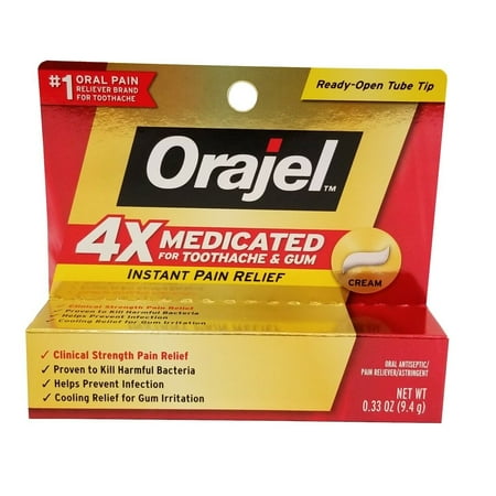 2 Pack - Orajel Severe Pain Relief Toothache/Gum Max Triple Medicated Cream (Best Pain Relief For Severe Toothache)