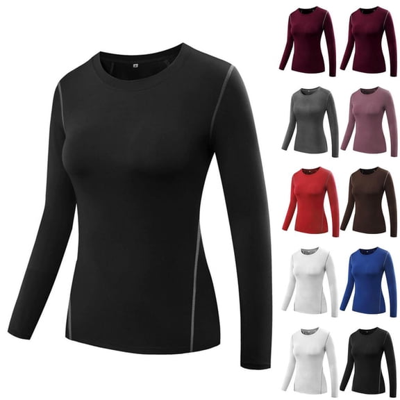 BXSRUTA Women's Yoga Shirts Long Sleeve Stretchy Breathable Quick Dry Activewear Tops for Workout Lounge