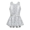 thumbnail image 1 of renvena Kids Girls Dancer X-Back Sequined Hip-hop Jazz Tap Dance Skirted Leotard Dress, 1 of 7